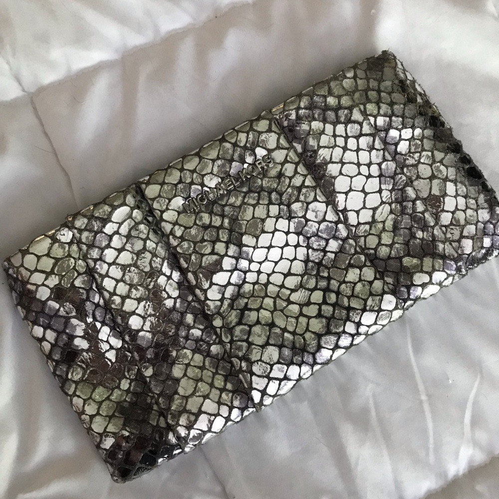 Michael Kors Daria Python Leather Clutch